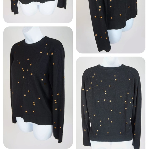 Equipment Femme Black Gold Star Print Nartelle Knit Sweater Top Size S - Picture 3 of 5